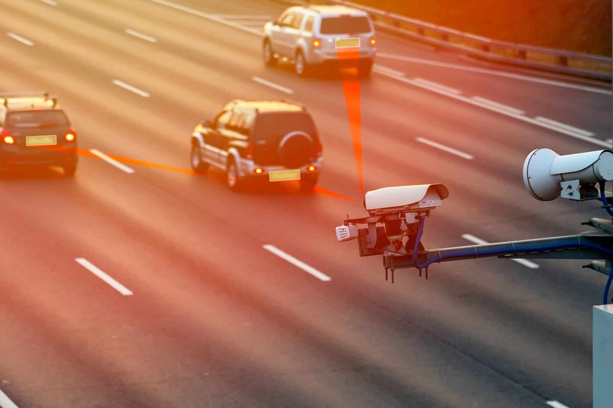 License Plate Recognition Cameras (LPR) on highway.